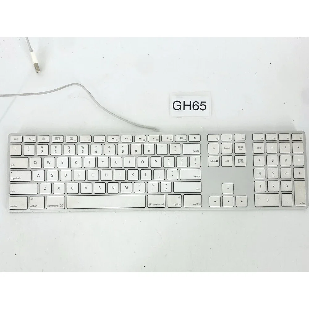 Apple Mac Genuine USB Keyboard White Silver Wired Keyboard A1243 Aluminum